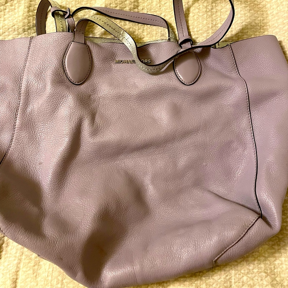 Purple silver Michael Kors convertible bag